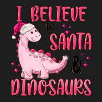 I Believe In Santa & Dinosaurs Pink Classic Tee | Teevron
