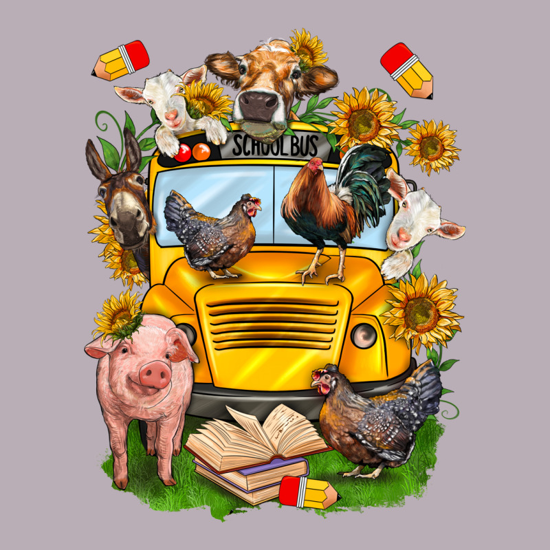 Farm Animals With School Bus Vintage Tee by NancyCooperArtShop | Teevron