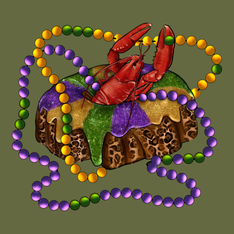 Mardi Gras Craw Fish King Cake With Leopard Long Sleeve Tee by RanaPortraitStore | Teevron
