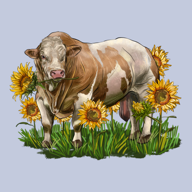 Simmental Bull With Sunflowers Long Sleeve Tee by LillyAllenDesigns | Teevron