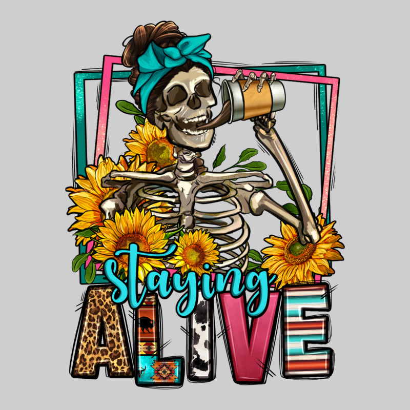 Staying Alive Coffee Drinking Skeleton Premium Tee by Jasminsmagicworld | Teevron