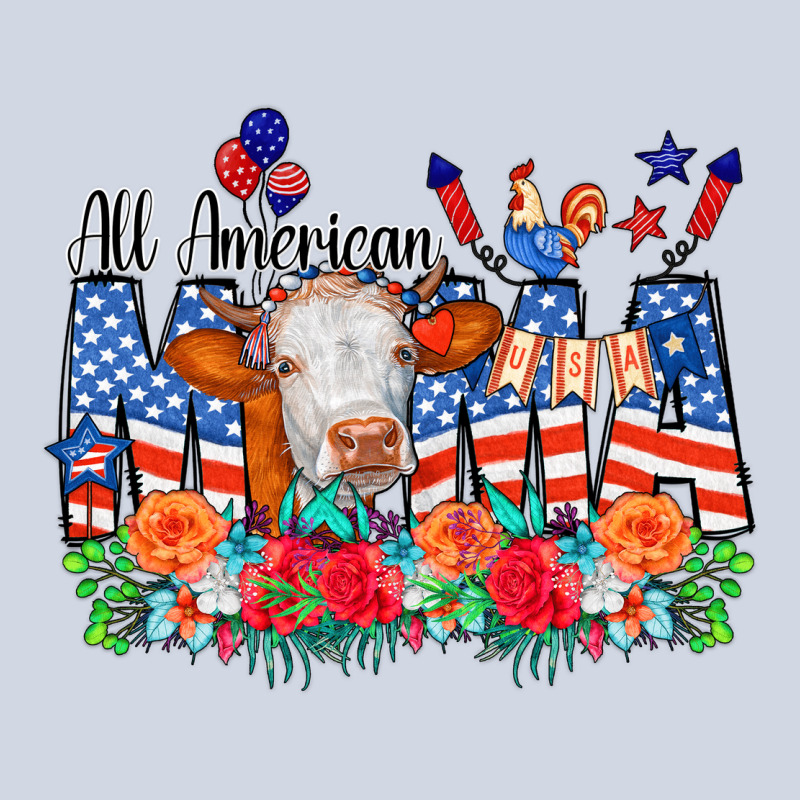 All American Mama Cow Flowers Premium Sweatshirt by CowCowDesign | Teevron