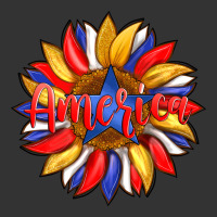 america with american flag colors and sunflower with star | Teevron