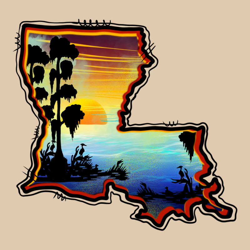 Louisiana  Sunset Map Heavyweight Sweatshirt by BarkalooDesign | Teevron