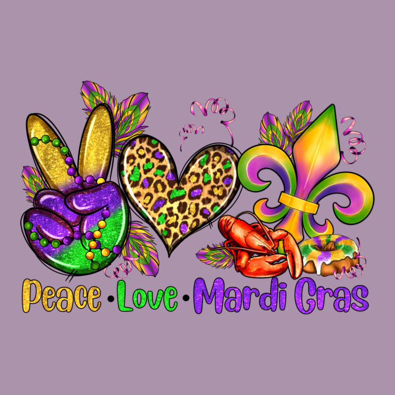 Peace Love Mardi Gras Olivia Heavyweight Hoodie by OliviaCreatesArt | Teevron