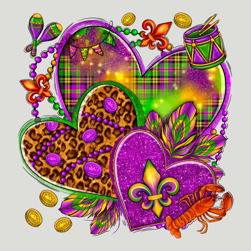Mardi Gras Hearts Zipper Hoodie by HowdyJamesFarm | Teevron