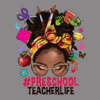 Preschool Teacher Life Afro Messy Bun Vintage Tee | Teevron