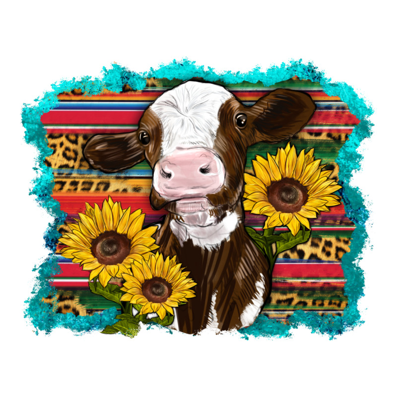 Western Cow Sunflowers Serape Leopard Long Sleeve Tee by RanaPortraitStore | Teevron