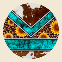 Turquoise Cowhide Leopard Sunflowers Round Premium Tee | Teevron