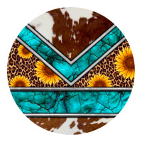 turquoise cowhide leopard sunflowers round | Teevron