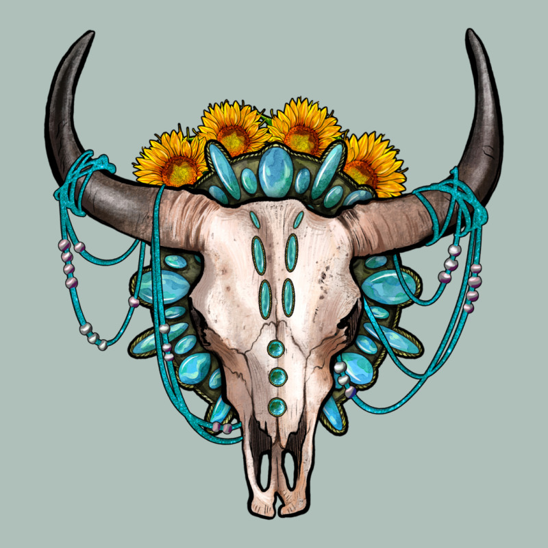 Sunflower Gemstone Bull Skull Heavyweight Hoodie by OliviaCreatesArt | Teevron