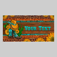 Preview Custom Cowboy Boots Sunflowers And Cactus License Plate Premium Tee | Teevron