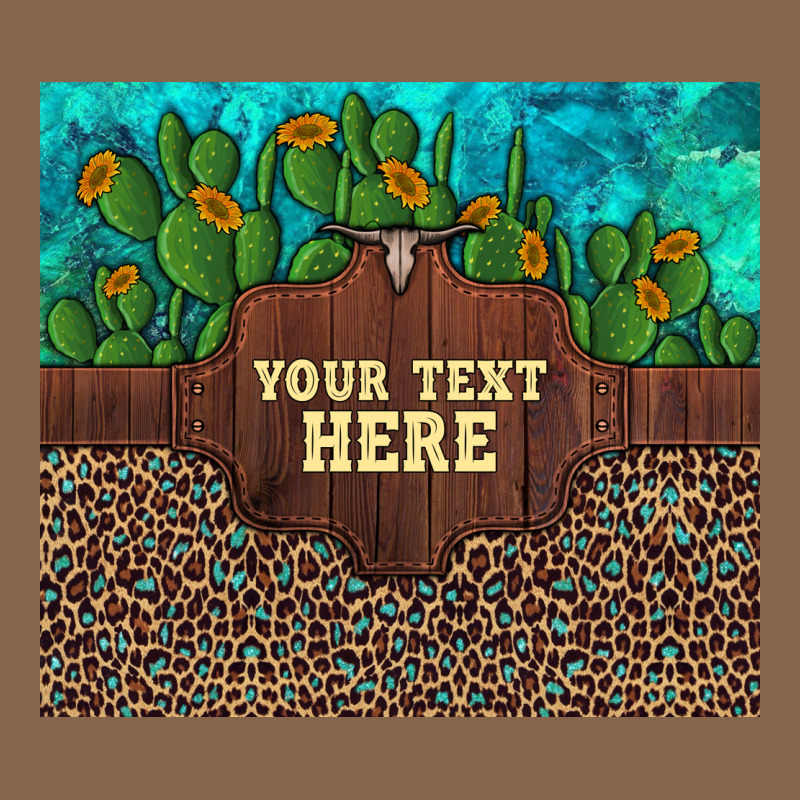 Preview Custom Cactus And Sunflowers Leopard Turquoise Premium Tee by Artiststas | Teevron