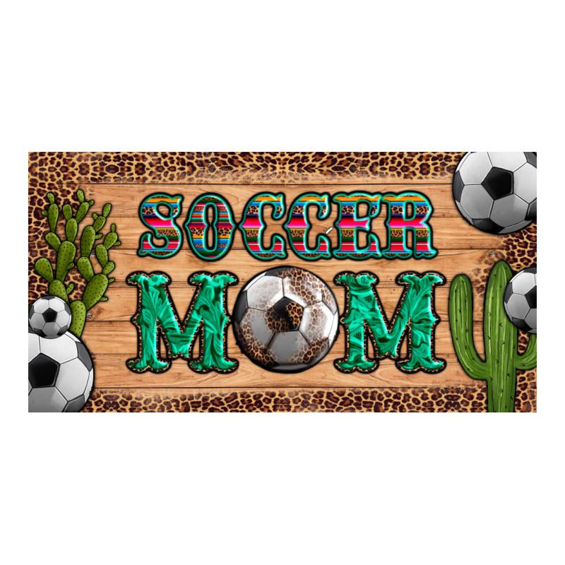Soccer Mom With Ball And Cactus And Serape Licanse Plate Premium Tee by Artiststas | Teevron