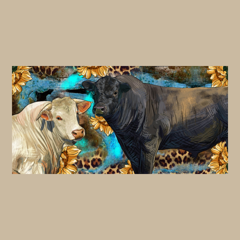 Charolais And Black Angus Bull With Sunflower And Leopard Long Sleeve Tee by RanaPortraitStore | Teevron