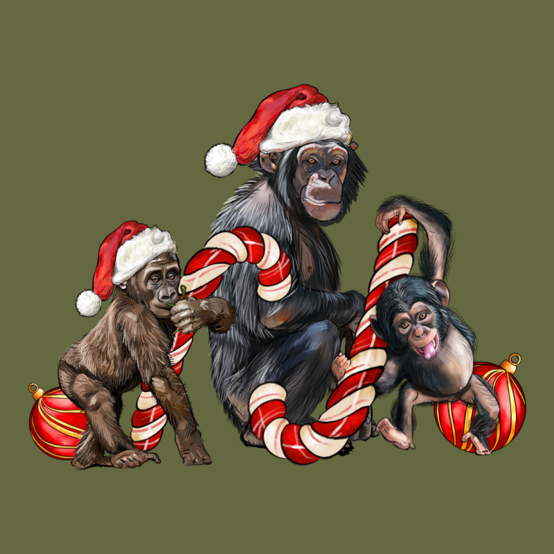 Christmas Chimpanzee And Gorilla Long Sleeve Tee by LillyAllenDesigns | Teevron