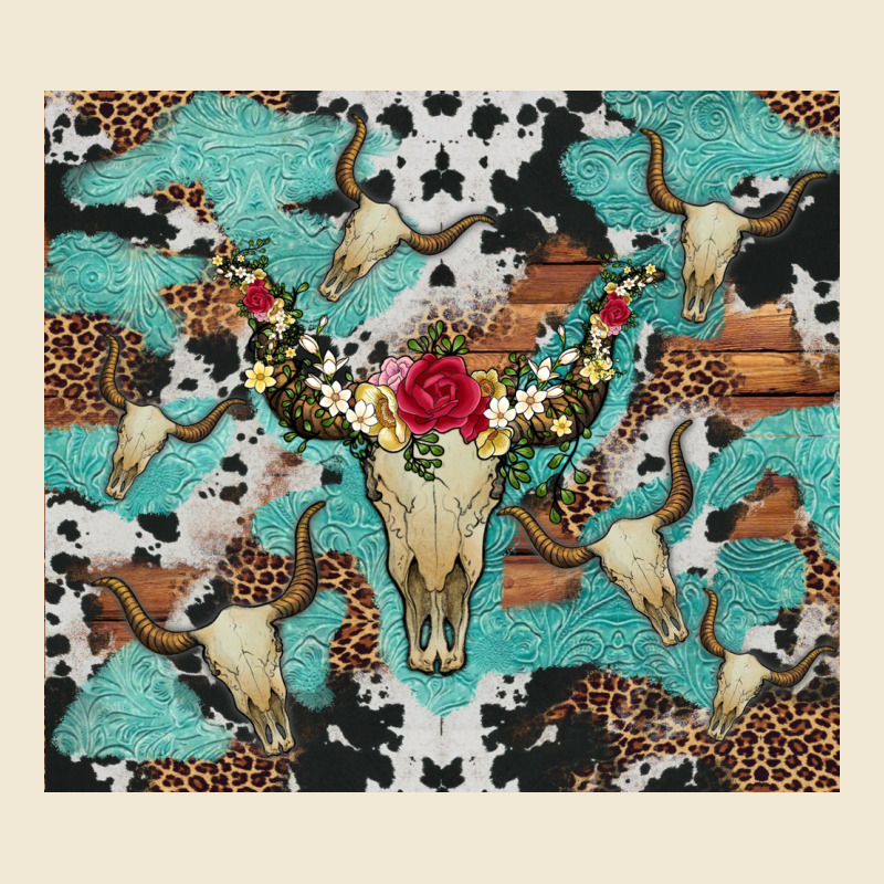 Bull Skull Flowers Cowhides And Leopard Premium Tee by Artiststas | Teevron