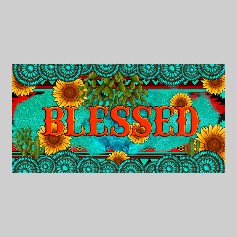 Blessed Turquoise Gemstone Cactus And Sunflower Licanse Plate Premium Tee by Artiststas | Teevron