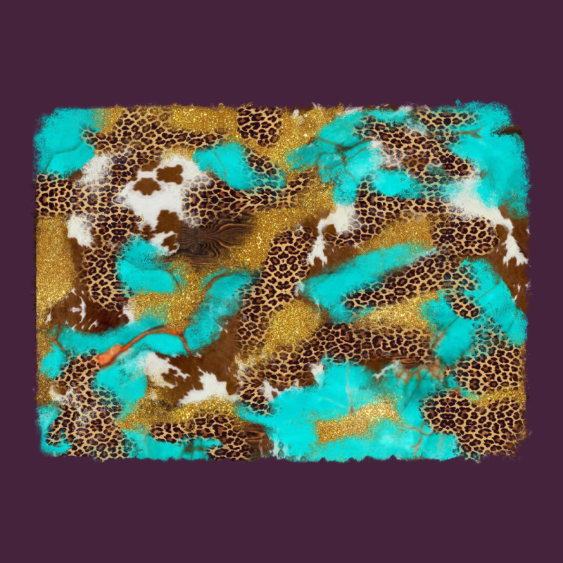 Western Turquoise Leopard And Cowhide Background Premium Tee by Artiststas | Teevron