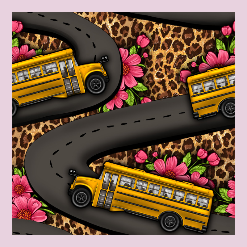 Flower Leopard School Bus Seamless Pattern Ladies Tee by BundleAndBundleShop | Teevron