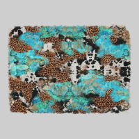 Western Cowhide And Leopard With Turquoise Background Premium Tee | Teevron