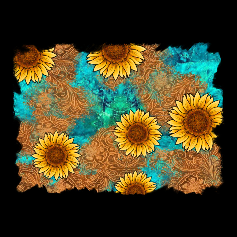 Sunflower Turquoise And  Leather Background Premium Tee by Artiststas | Teevron