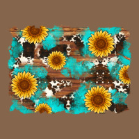 Sunflower And Cowhides With Wood And Turquoise Background Premium Tee | Teevron