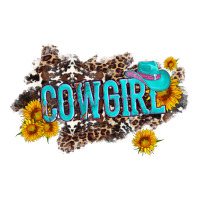 western cowgirl and sunflower with hat and cowhide leopard | Teevron