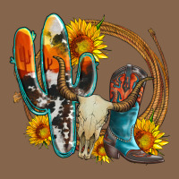 Western Cactus Bullskull And Boots With Sunflowers And Serape Leopard Premium Tee | Teevron