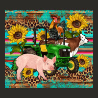 Western Farm Tractor Pig Rooster Cow Sunflowers Heavy Core Tee | Teevron