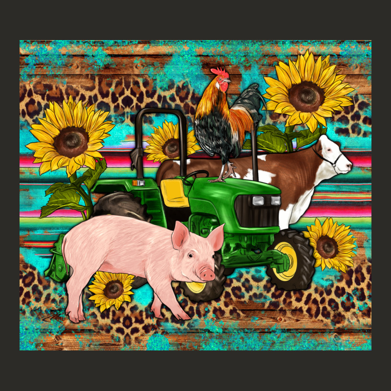 Western Farm Tractor Pig Rooster Cow Sunflowers Heavy Core Tee by Artiststas | Teevron