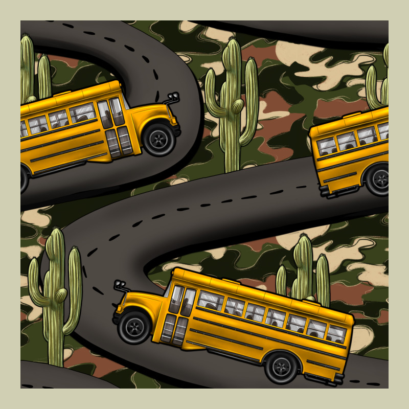 Cactus Camouflage School Bus Seamless Pattern Heavy Core Tee by BundleAndBundleShop | Teevron