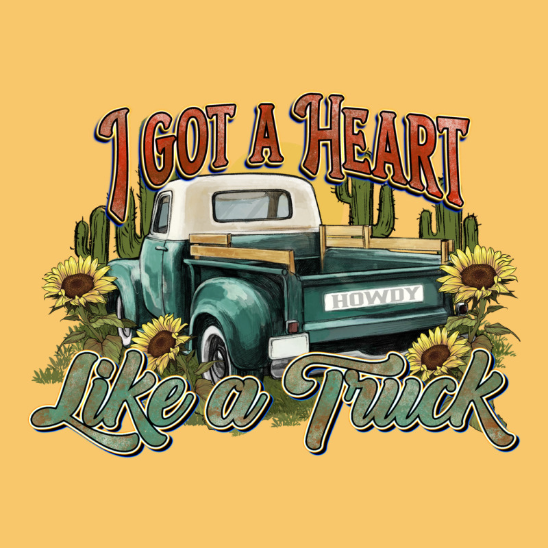 I Got A Heart Like A Truck Western Sunflower Vintage Hoodie by NancyCooperArtShop | Teevron
