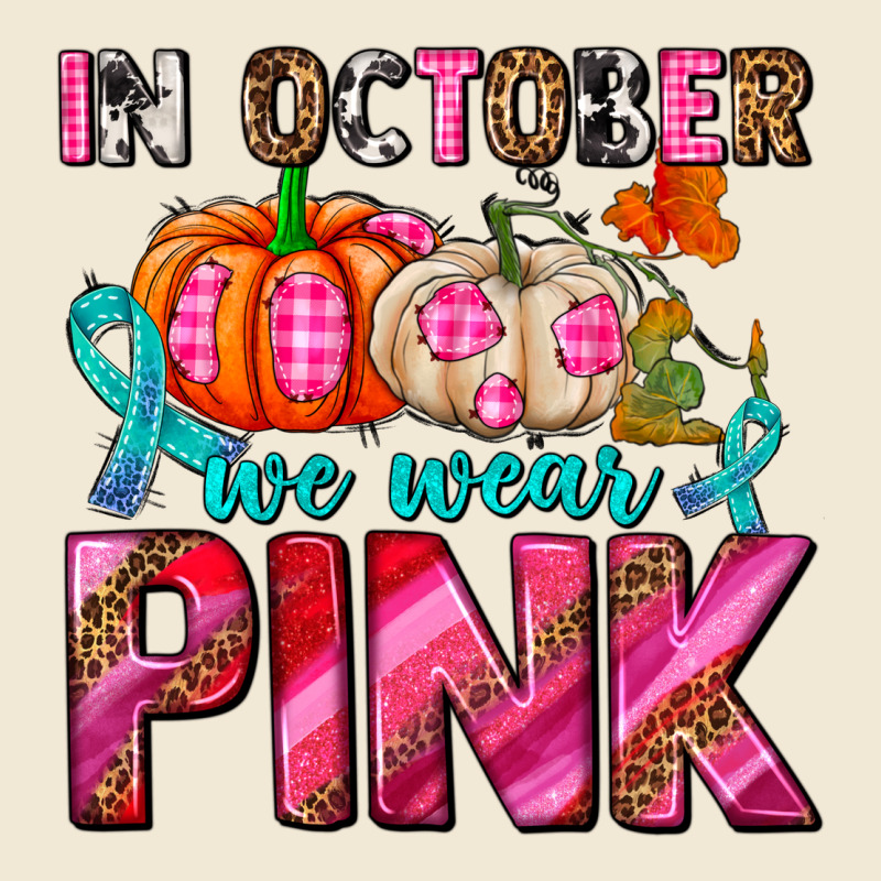 In October We Wear Pink With Pumpkins Ladies Tee by AdoDesignShop | Teevron