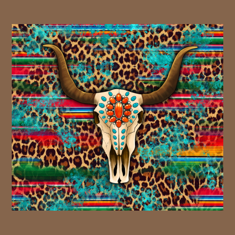 Western Serape Leopard Bull Skull Turquoise Tumbler Premium Tee by Artiststas | Teevron