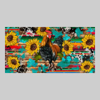 Western Coop Animals Rooster Sunflowers Cowhide Wooden Serape Glitter Premium Tee | Teevron