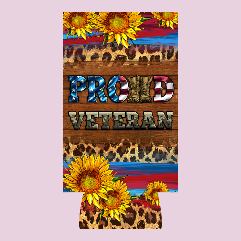 Proud Veteran 12 Oz Slim Can Cooler Ladies Tee by Artiststas | Teevron