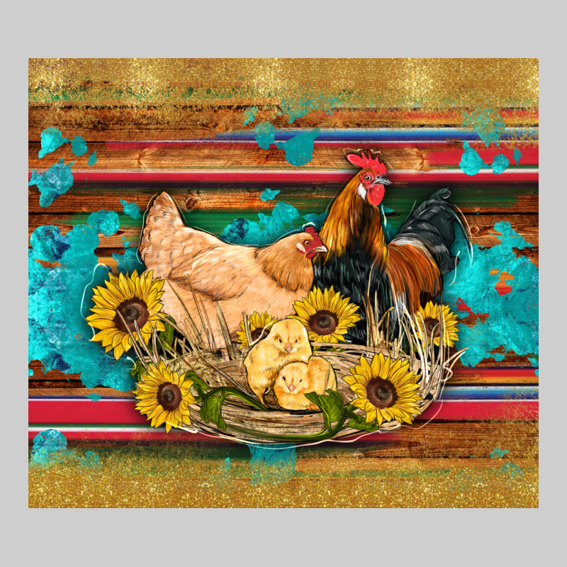 Western Coop Animals Farm Chicken Chick Rooster Sunflowers Wooden Sera Premium Tee by Artiststas | Teevron