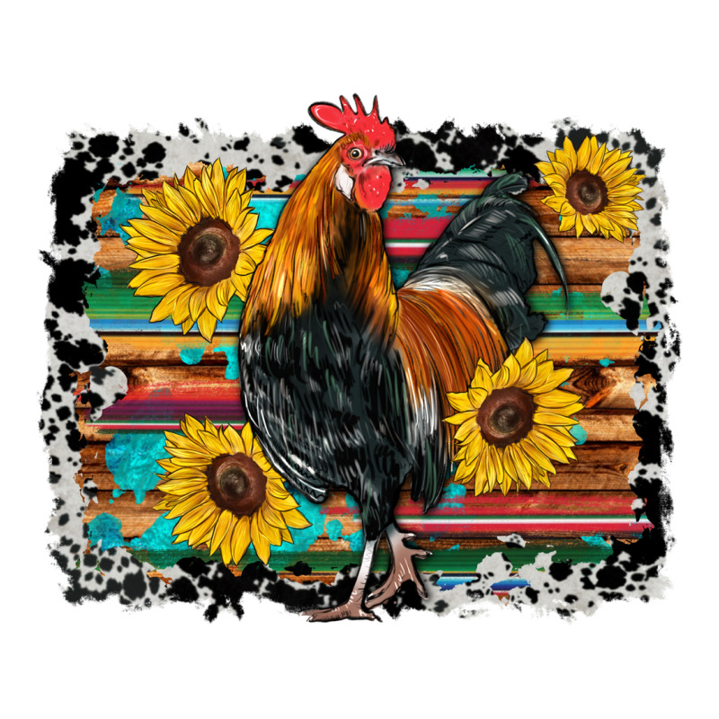 Western Rooster Coop Animals Sunflowers Cowhide Serape Wooden Premium Tee by Artiststas | Teevron