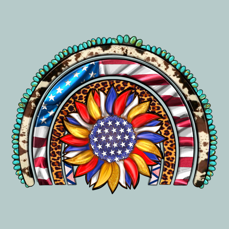 Sunflower American Flag Leopard Gemstone Cowhide Rainbow Heavy Core Tee by Artiststas | Teevron