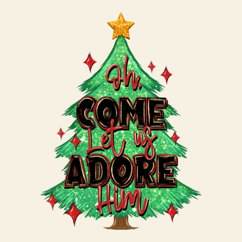 Oh Come Let Us Adore Him Christmas Tree Vintage Tee by MaliasSmallBusiness | Teevron