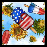 4th Of July Sunflowers Ice Cream Seamless Pattern Ladies Tee | Teevron