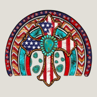 Gemstone Cross American Flag Turquoise Rainbow Heavy Core Tee | Teevron