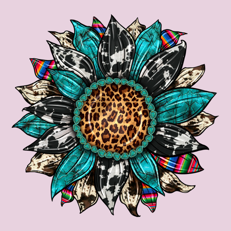 Cowhide Leopard Serape Gemstone  Sunflower Ladies Tee by Artiststas | Teevron