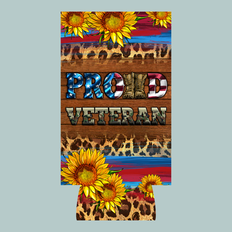 Proud Veteran 12 Oz Slim Can Cooler Heavy Core Tee by Artiststas | Teevron