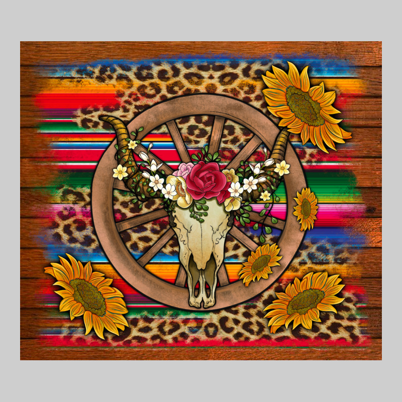 Serape Sunflowers Bull Skull Background Premium Tee by Artiststas | Teevron