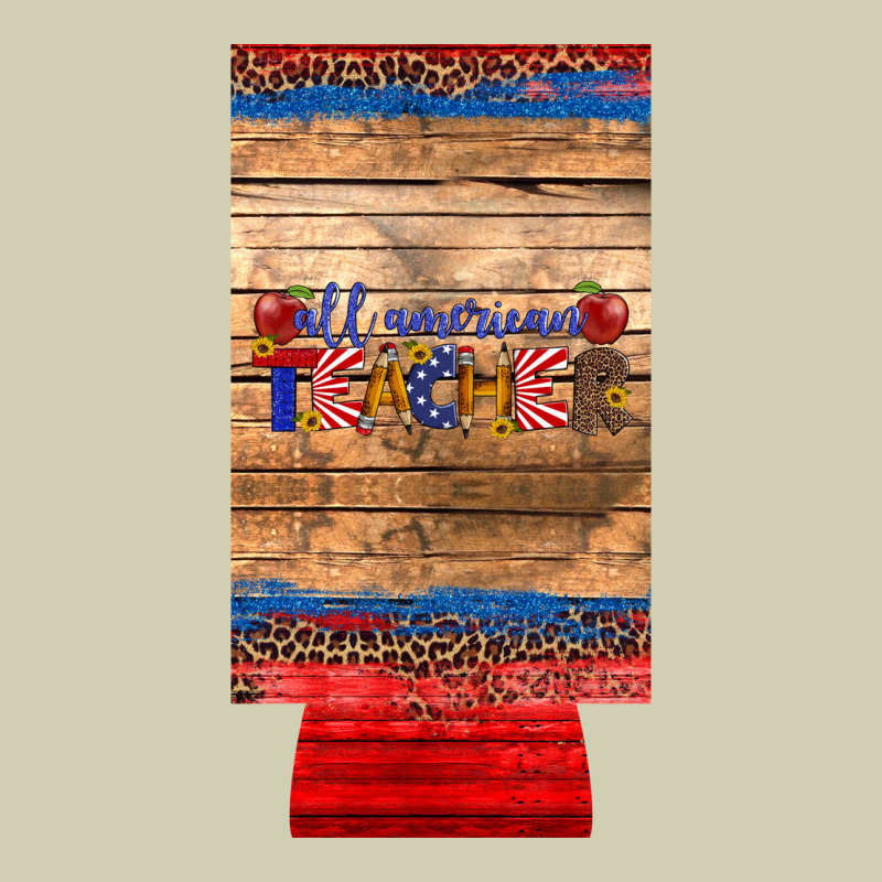 All American Teacher 12 Oz Slim Can Cooler Heavy Core Tee by Artiststas | Teevron