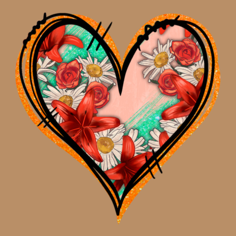 Floral Orange Glitter Heart Vintage Hoodie by Jasminsmagicworld | Teevron