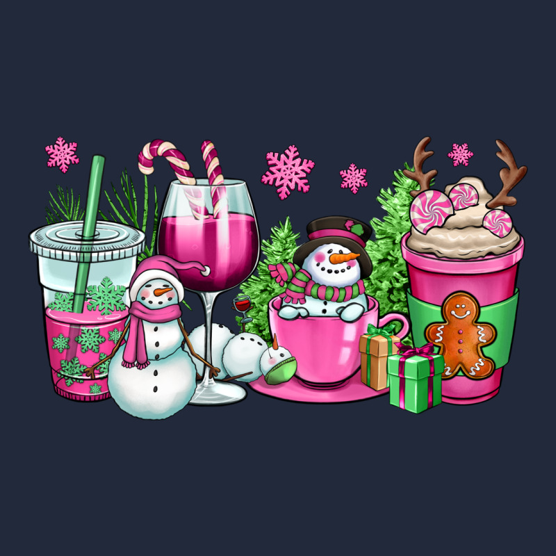 Pink Christmas Snowman Coffee Cups Premium Sweatshirt by OliviaCreatesArt | Teevron