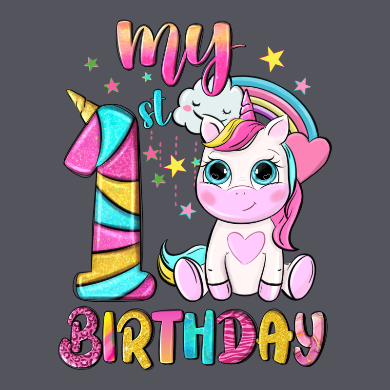 My 1 St Birthday With Little Cute Unicorn Vintage Hoodie by NancyCooperArtShop | Teevron